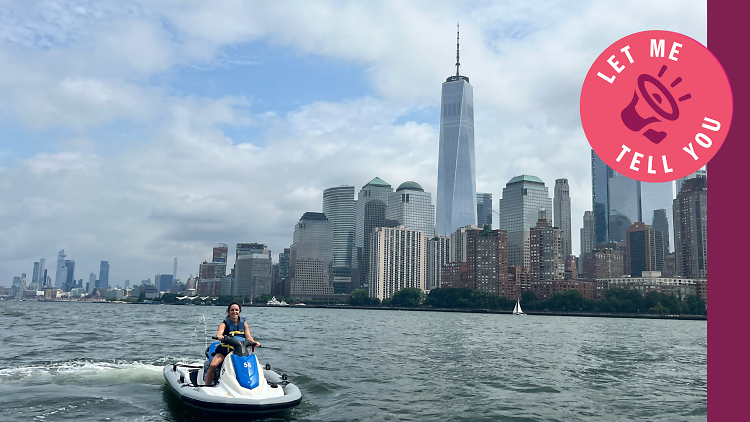 Time Out Senior News Editor Anna Rahamanan on a jet ski in NY waters