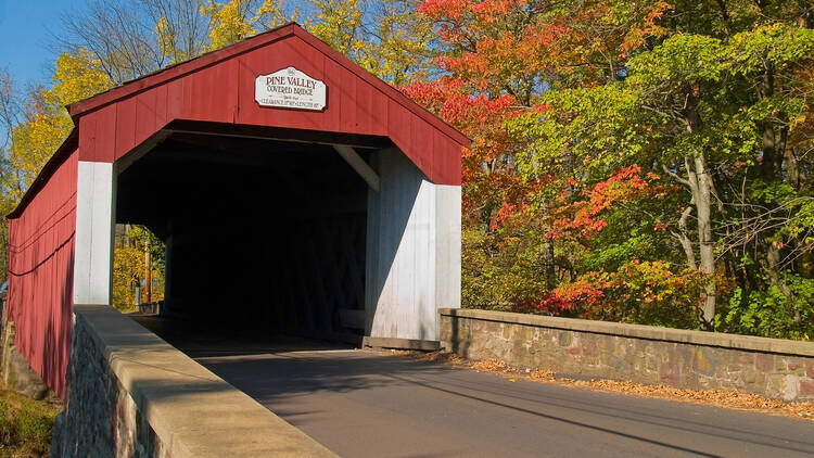 Historic Pine Valley Covered Bridge in Bucks County