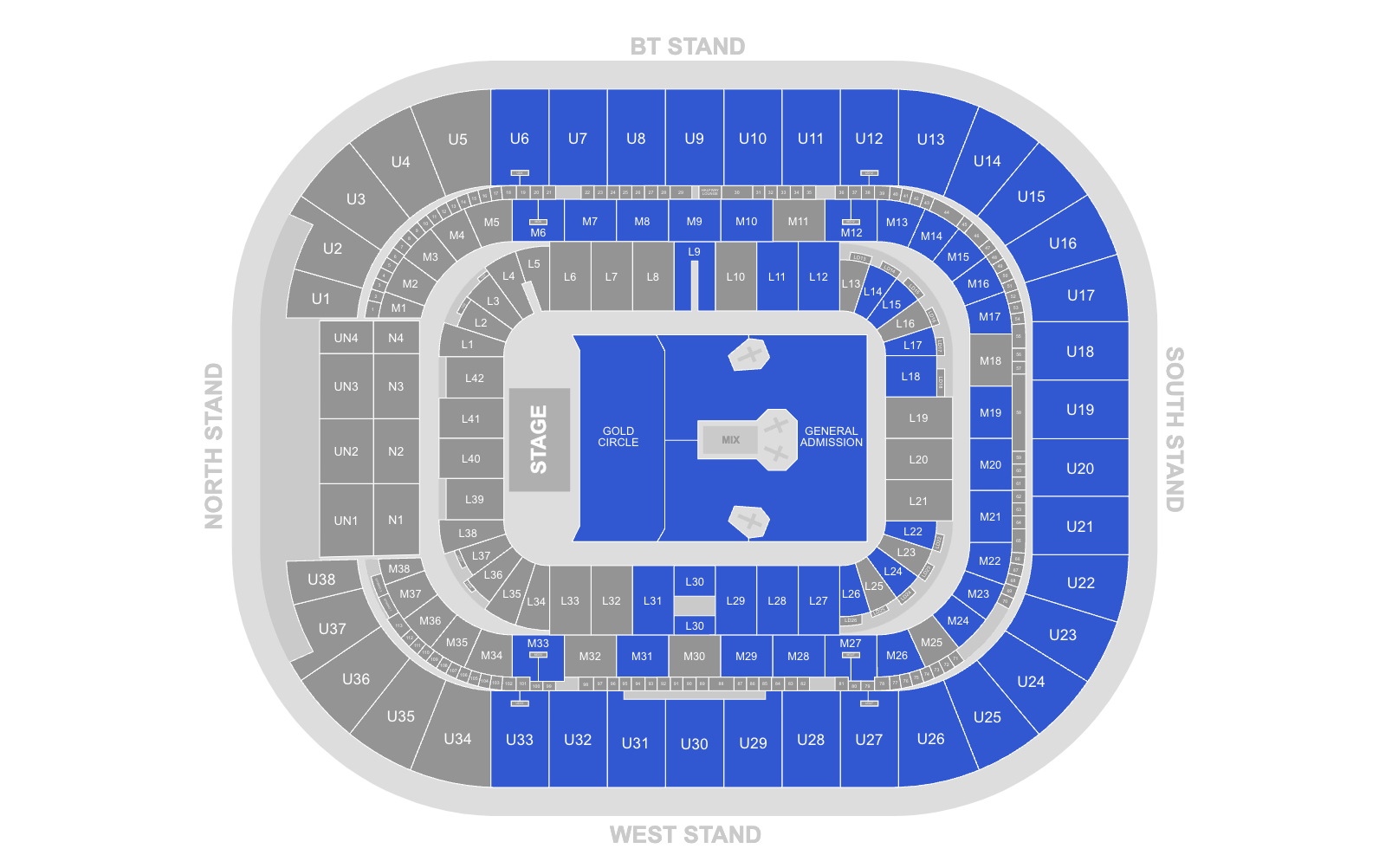 Seating plan for Billy Joel at Principality Stadium Cardiff