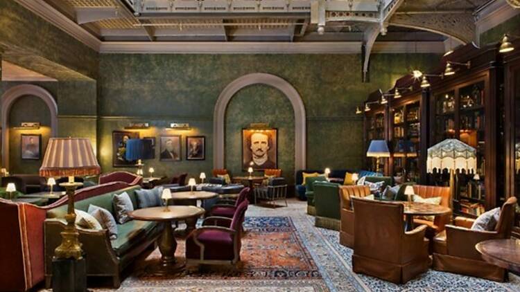 The bar room at The Beekman Hotel