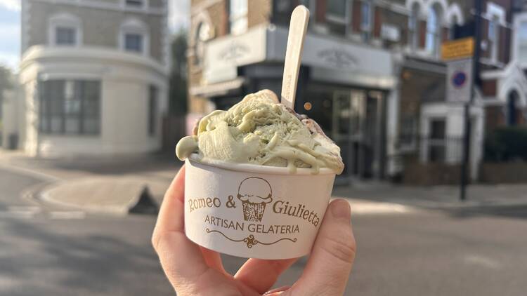 Pistachio gelato from Romeo & Giulietta