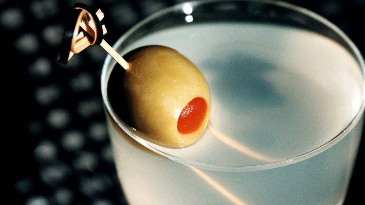 Mr. Melo’s Feta brine martini