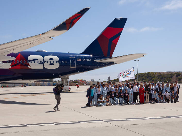 The actual Olympic flag—not the Tom Cruise one—has arrived in L.A.