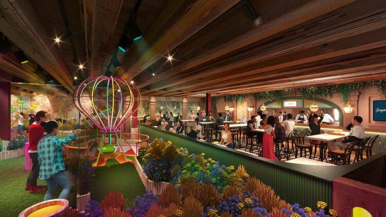 Swingers Crazy Golf Back Bay Boston minigolf rendering