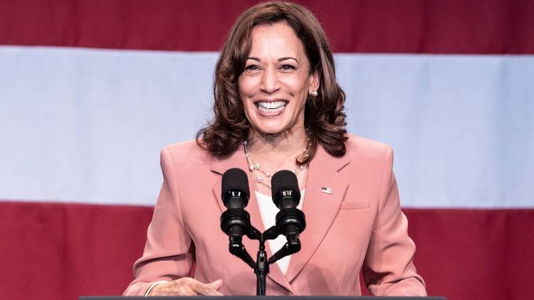 Vice President Kamala Harris giving a speech in 2022