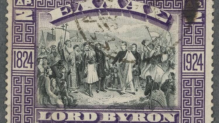 A postage stamp honoring Lord Byron.