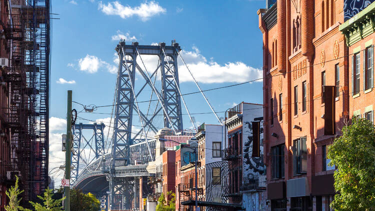 Williamsburg Bridge Street Scene in Brooklyn, New York City