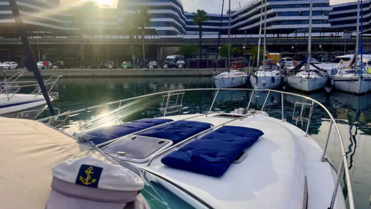 The yacht hotel boat in the harbour