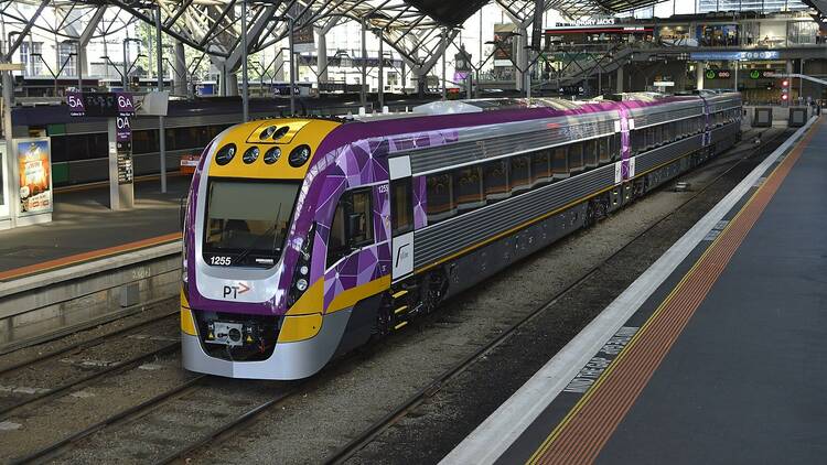 A V/Line train at Southern Cross Station. 