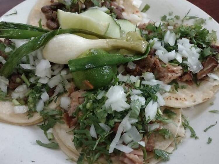 Lengua taco at Tacos El Bronco