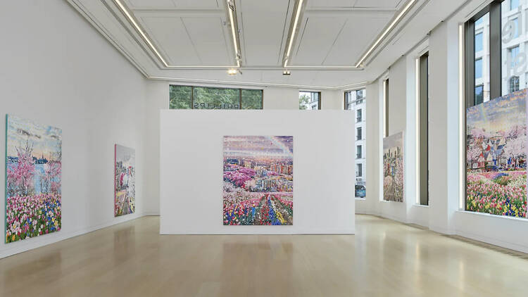 Installation View: Damien Hirst, The Civilisation Paintings at Phillips London, 2024.Photographed by Prudence Cuming Associates Ltd. © Damien Hirst and Science Ltd. All rights reserved, DACS/Artimage 2024.