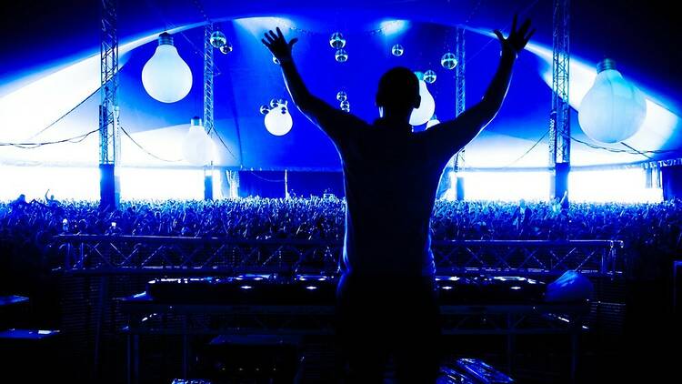 DJ performing at Creamfields music festival in the UK