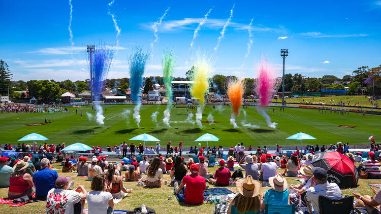 Rainbows explode out of the ground