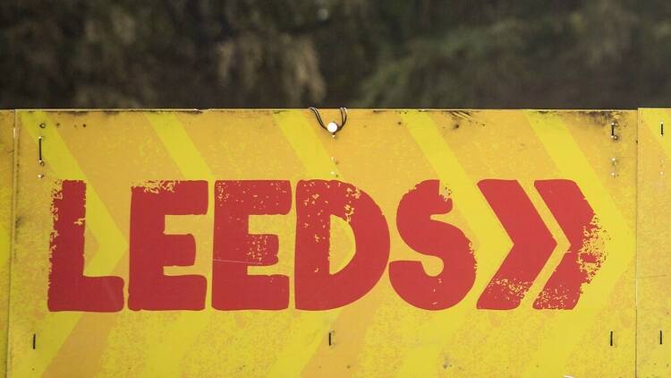 Leeds festival sign in the UK