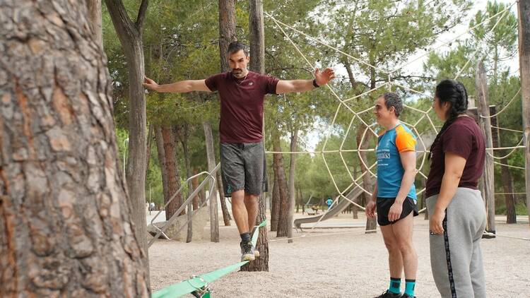 Deporte al aire libre con una nueva familia