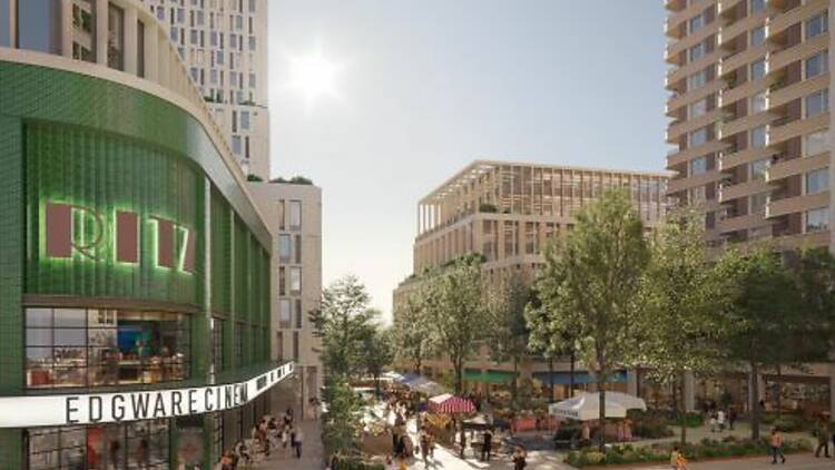 An image showing what Edgware town centre could look like if redevelopment plans go ahead, featuring a new cinema. 