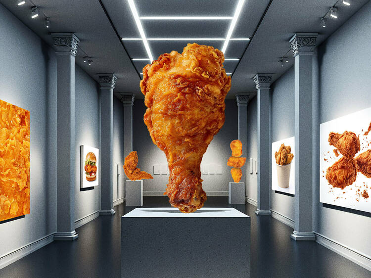 Fried chicken in a gallery 