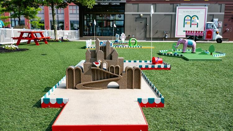 MarketStreet Lynnfield Putt 'N Play minigolf Revere Beach sandcastle