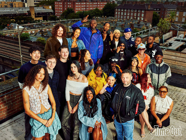 Rinse FM crews on a rooftop