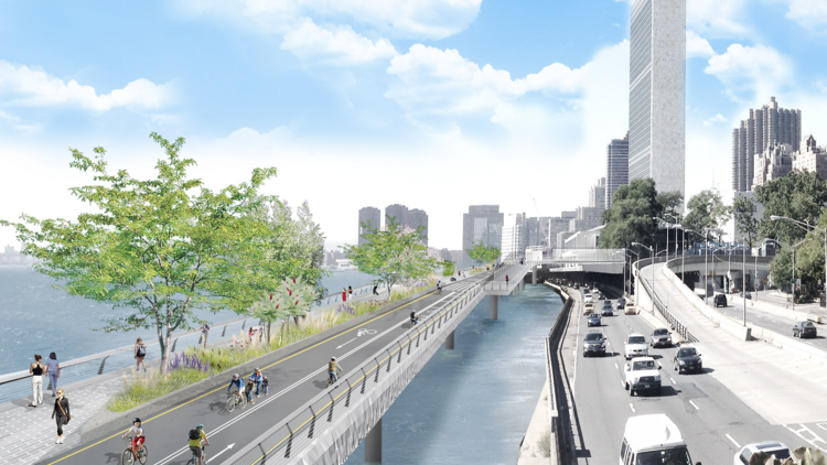 New river pedestrian path in NYC