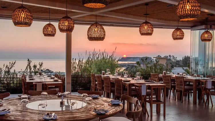 Sunset view from restaurant at Cap St Georges, Paphos