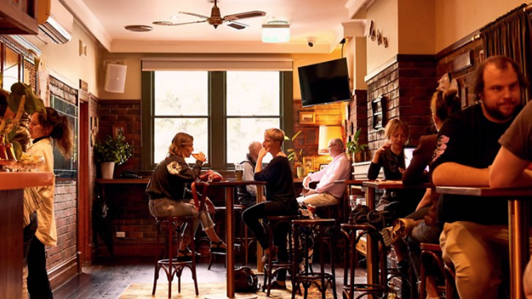 Pub interior at Goldy's Tavern.