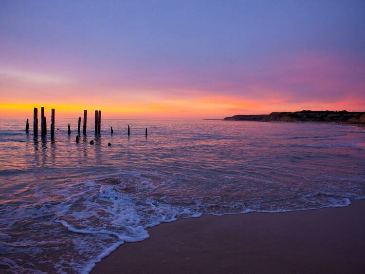 Watch the sunset from the Port Willunga Jetty Pylons