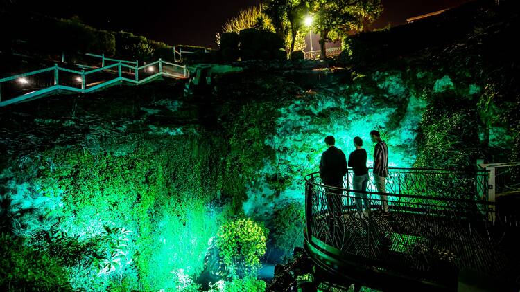 Watch the light show at Cave Garden