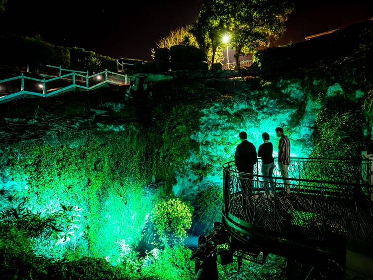 Watch the light show at Cave Garden