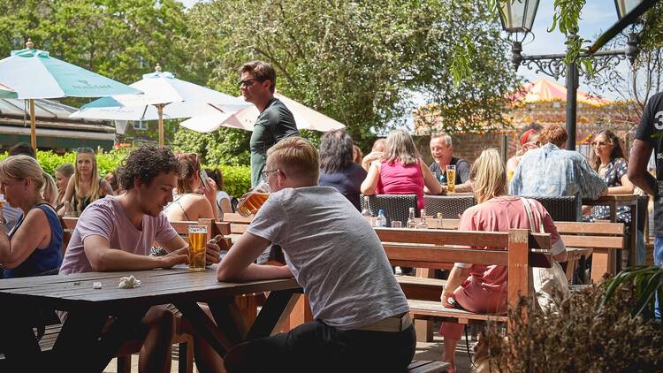 People sitting in beer garden