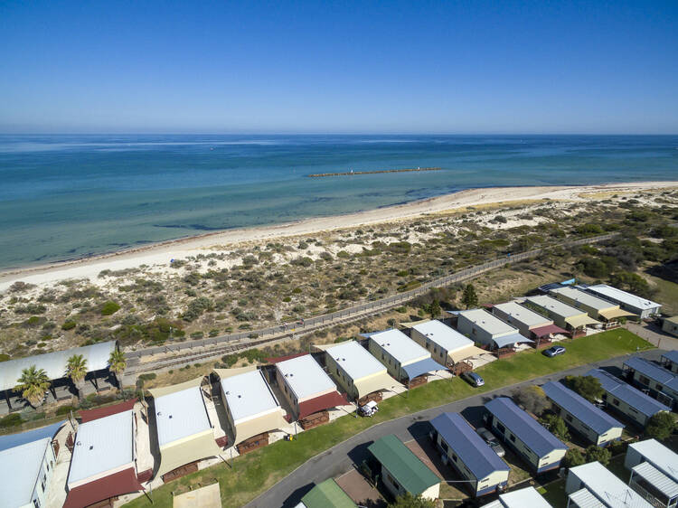 A row of houses right on the beach