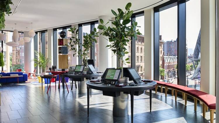 citizenM Back Bay lobby self check-in