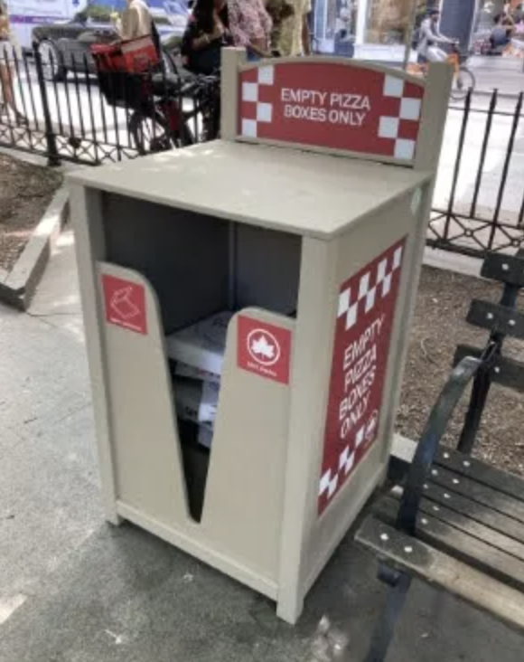 Check out these new pizza box-friendly garbage bins now all over NYC