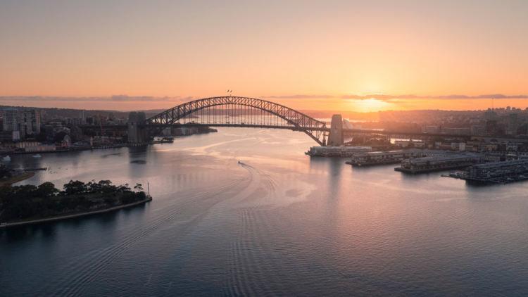 Sydney aerial shot sunrise