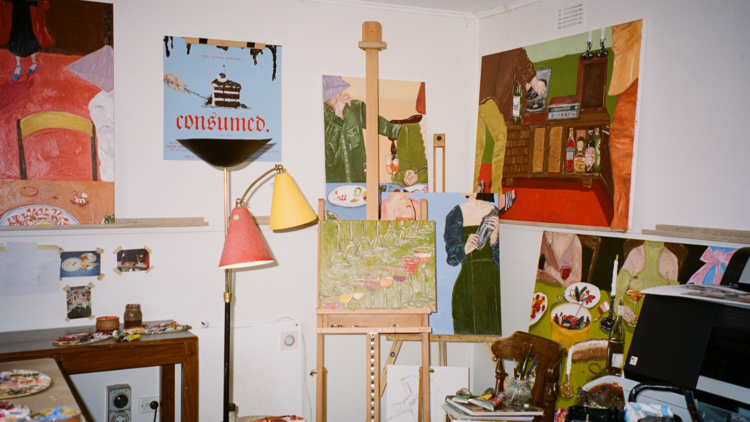 Colourful artist's studio