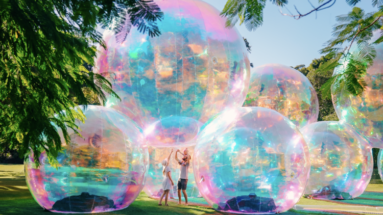 Giant bubbles in park