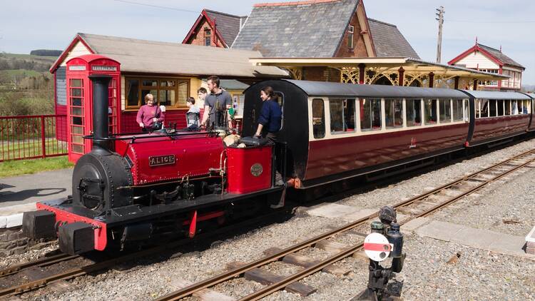 Steam train on Bala Railway Line, Snowdonia 