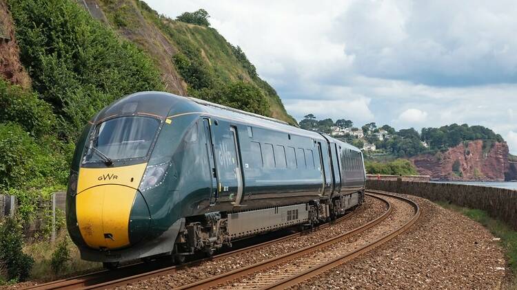 Great Western Railway train in Devon, England