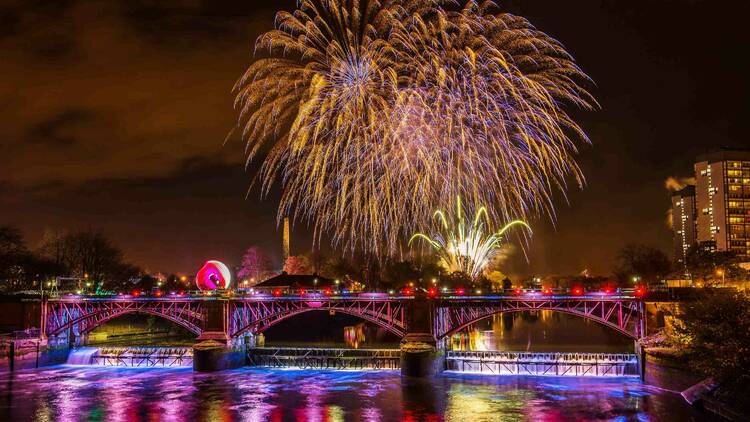 Guy Fawkes night fireworks in Glasgow, Scotland