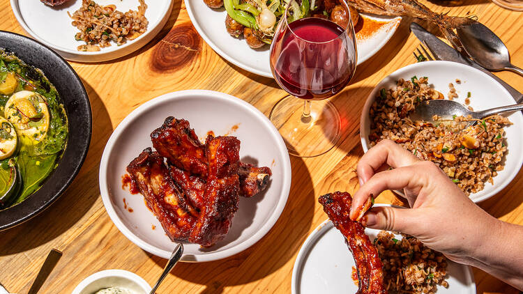 A variety of dishes on a table