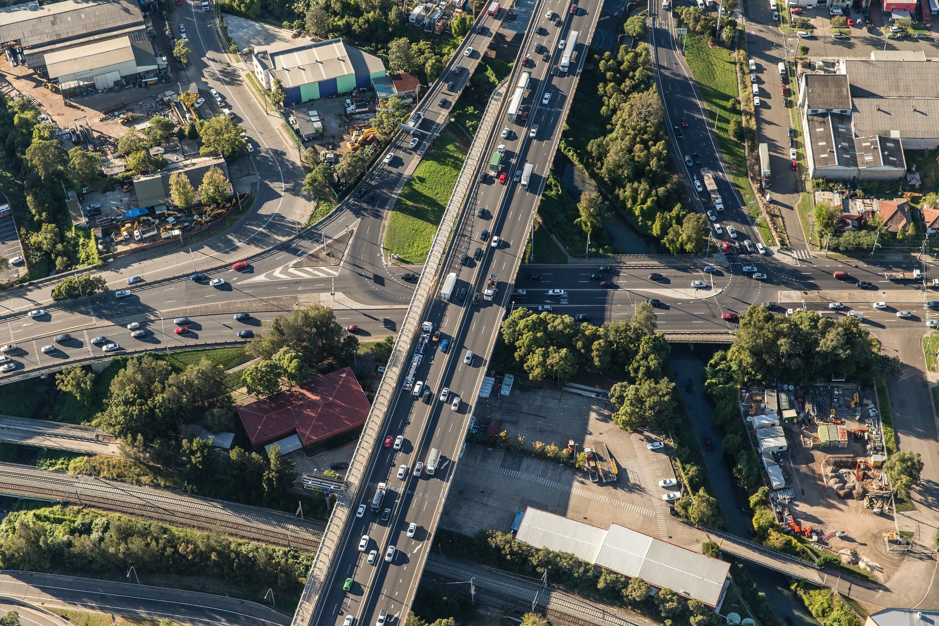 M4 Motorway and James Ruse Drive at Clyde. Sydney