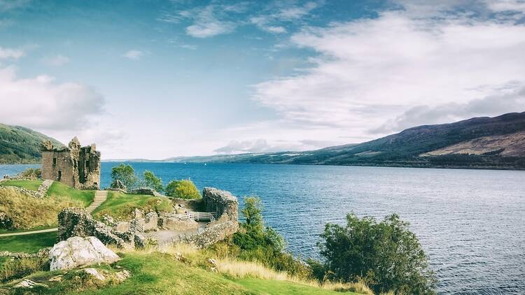 Urquhart Castle and Loch Ness in Scotland, UK