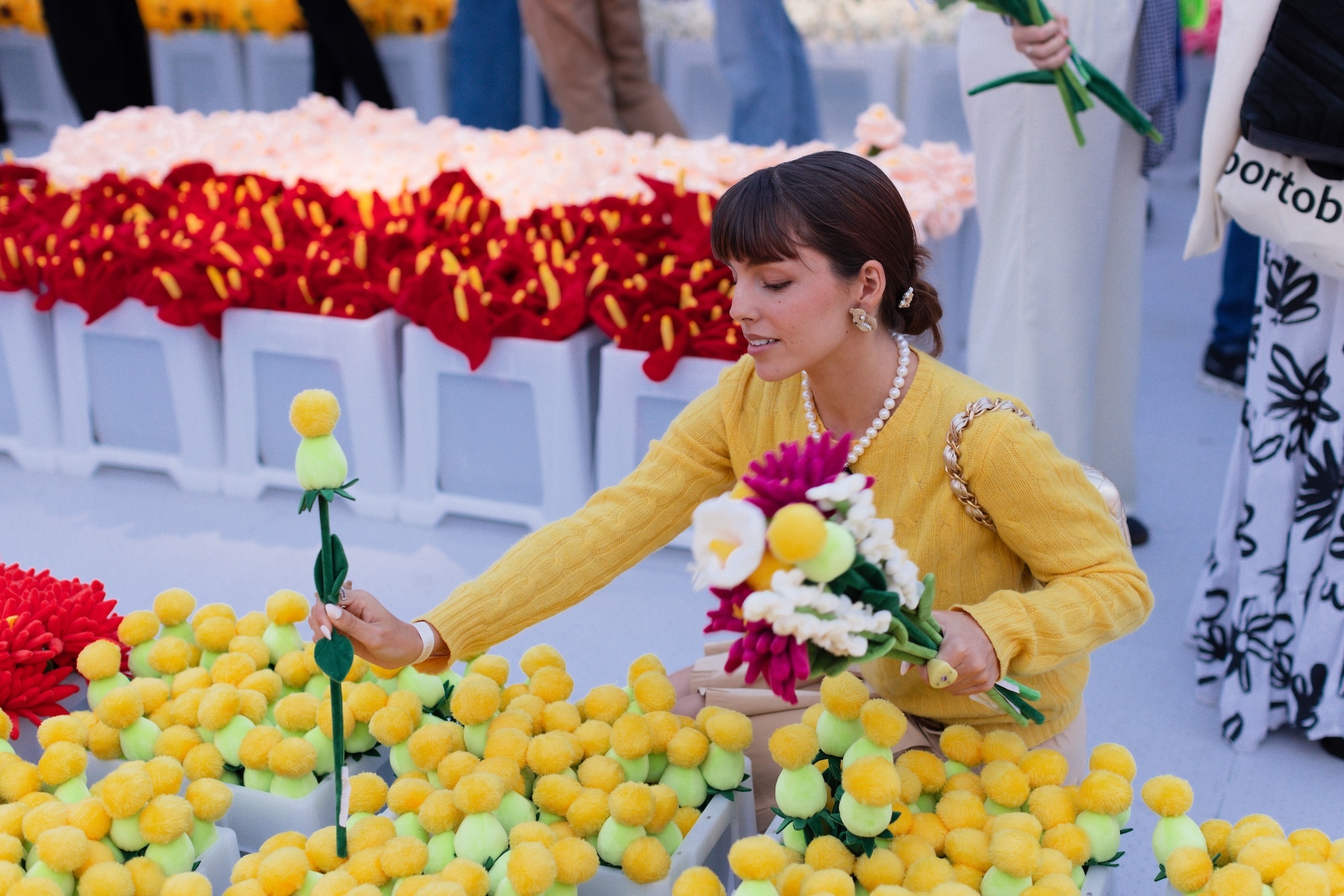 Get a free plush flower at this gorgeous floral installation on Roosevelt Island