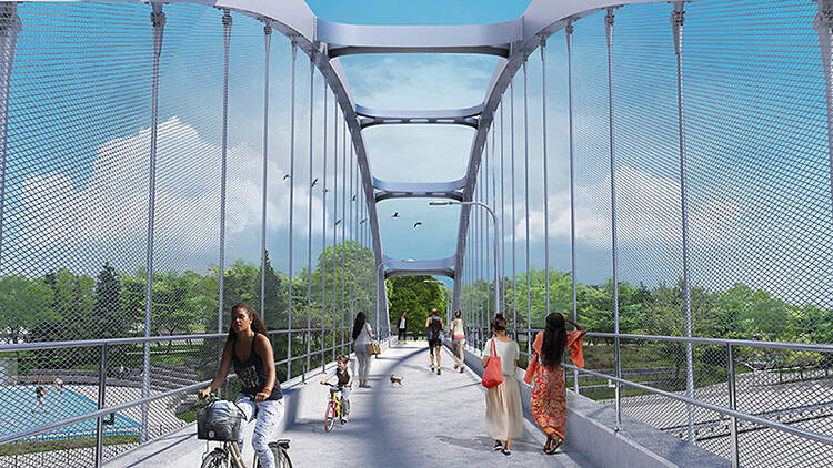 rendering of delancey pedestrian bridge