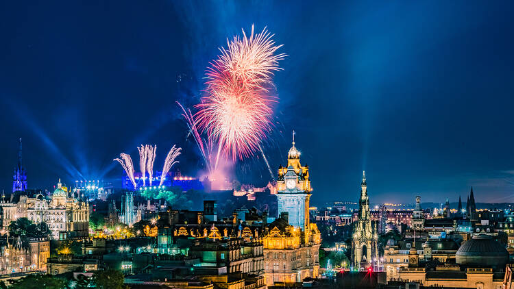 Edinburgh Hogmanay with fireworks