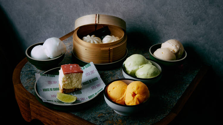 Baskets and bowls of bao.