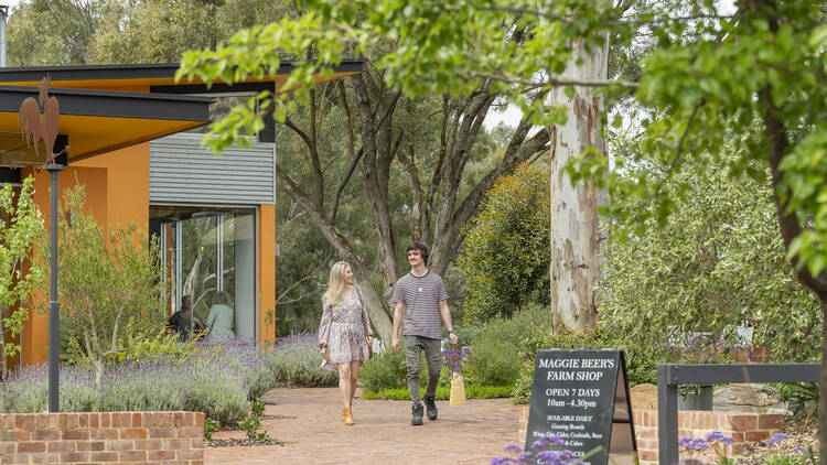 Couple walking out of Maggie Beer’s Farm Shop