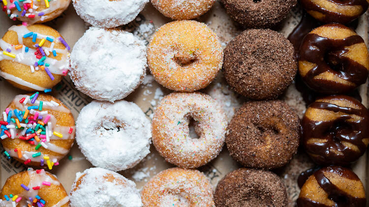 Sprinkle, glazed, sugared and chocoalte dougnuts