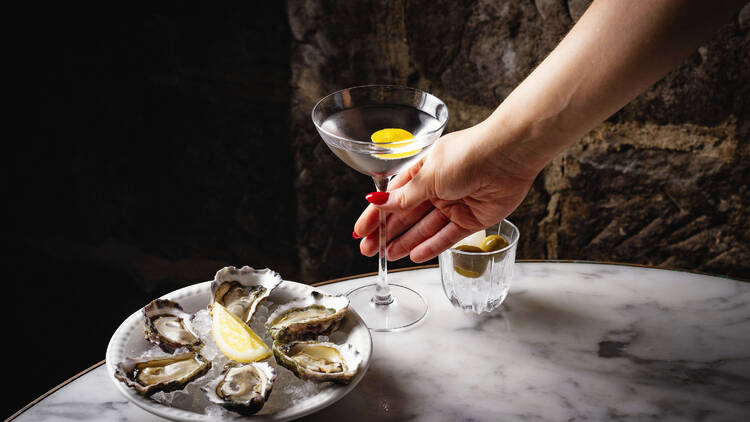 Martini and oysters at The Cut Bar & Grill