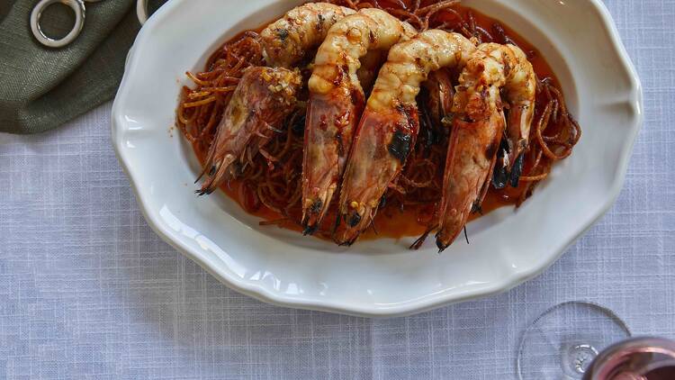 Prawns and pasta at Table Manners